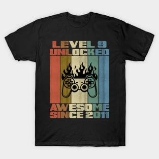 Level 9 Unlocked Birthday 9 Years Old Awesome Since 2011 T-Shirt